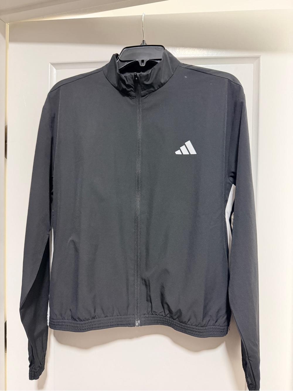 adidas Black Lightweight Full‑Zip Track Jacket with White Logo